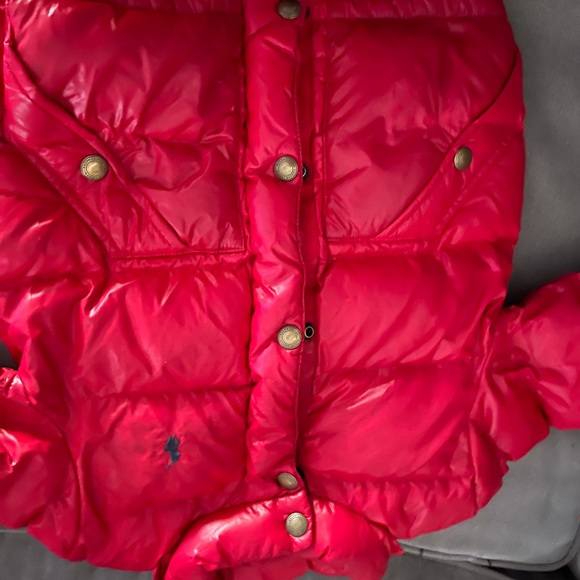 Cherry red shiny puffer Ralph Lauren jacket - Picture 8 of 9